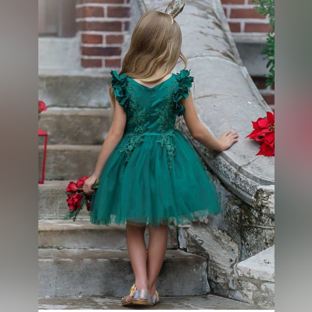 Emerald Green floral lace tutu or party dress!